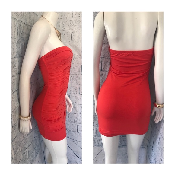 Sol - Burnt Orange Tube Mini Dress - Picture 7 of 8